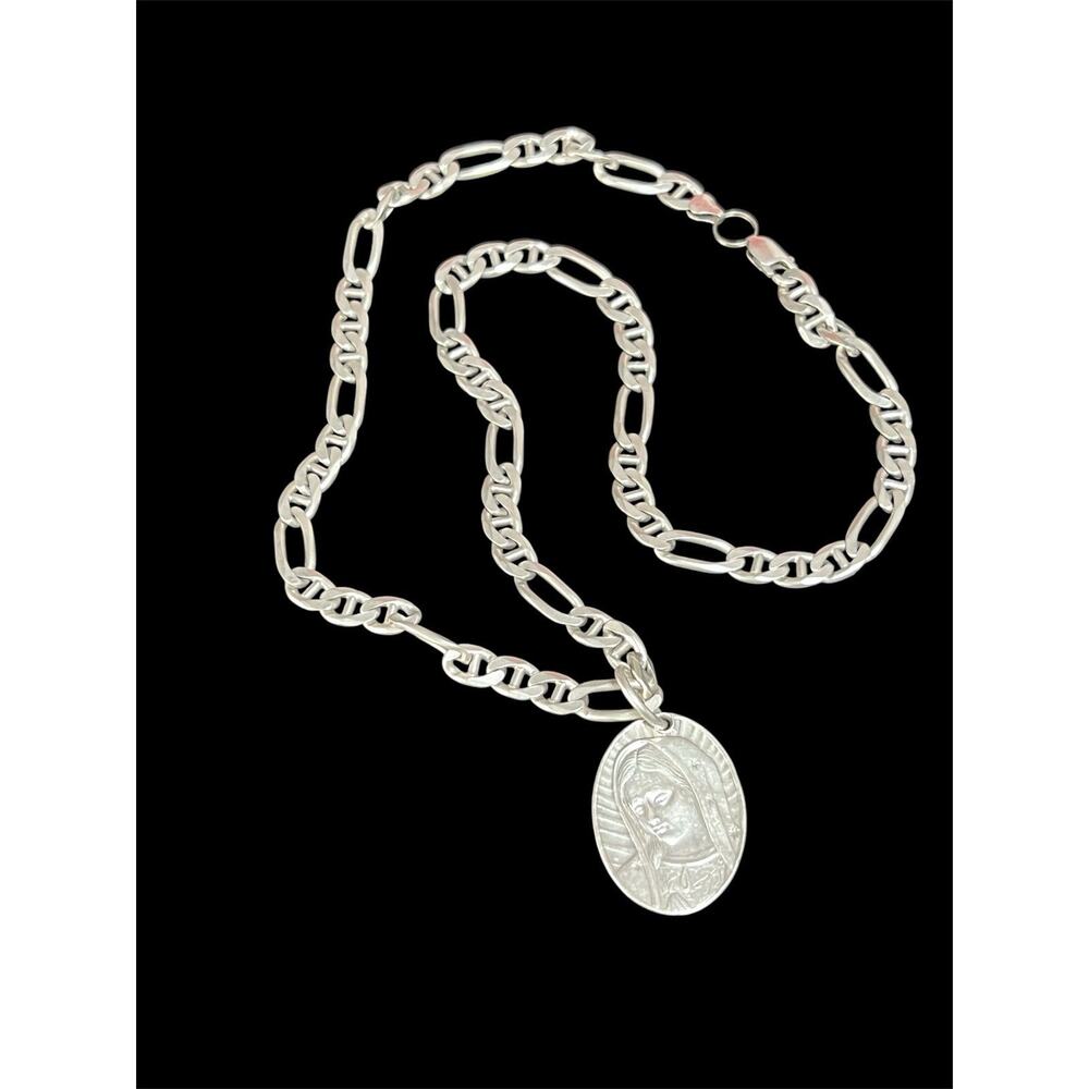 925 Sterling Silver Virgin Mary 25 In Necklace 76 G - Picture 2 of 6